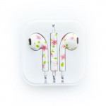 iPhone 5S Style Stereo Earphone Headset with Mic and Volume Control (Flower)